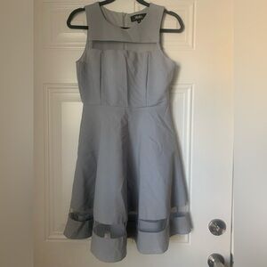 Lulu's Light Gray Circle Dress with Sheer Accents Size M